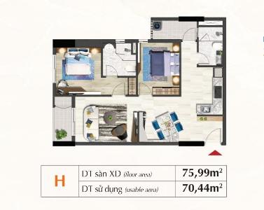 Layout Saigon South Residence  Căn hộ Saigon South Residence tầng trung, thiết kế hiện đại.