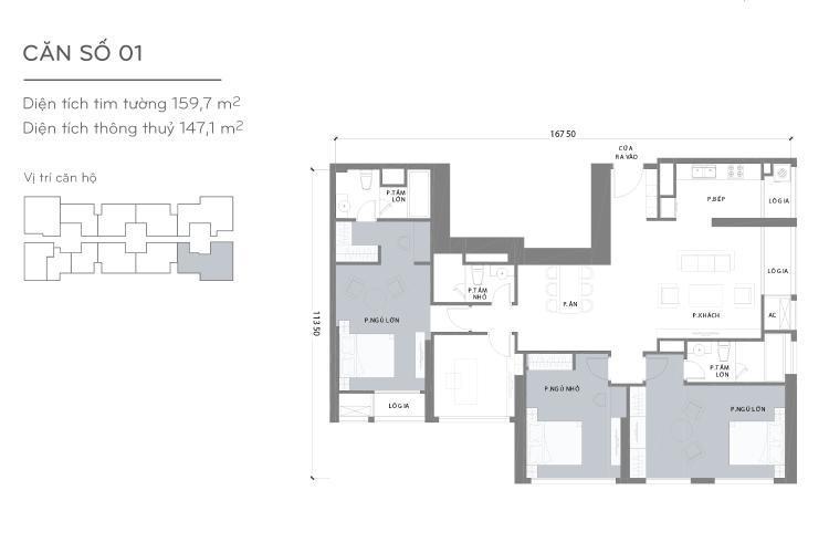 Layout Vinhomes Grand Park Quận 9 Căn hộ Vinhomes Grand Park nội thất đầy đủ, 4 phòng ngủ.