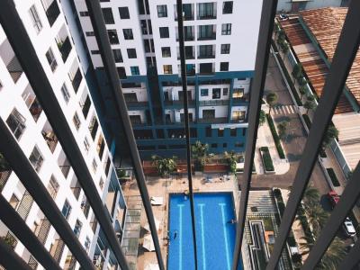 View nội khu M-One Nam Sài Gòn, Quận 7 Căn hộ Office-tel M-One Nam Sài Gòn tầng thấp, view quận 1 sầm uất