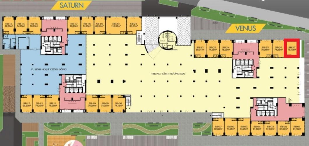 Mặt bằng shop house dự án Q7 Saigon Riverside Complex Bán Shophoue Q7 Saigon Riverside, diện tích 75.73m2