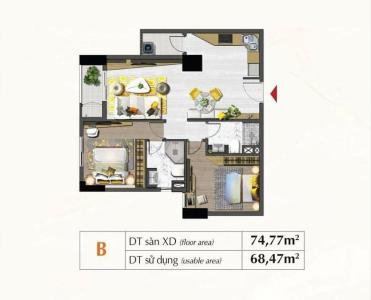 Mặt bằng căn hộ căn hộ Saigon South Residence Bán căn hộ Saigon South Residence thô, ban công hướng Tây.