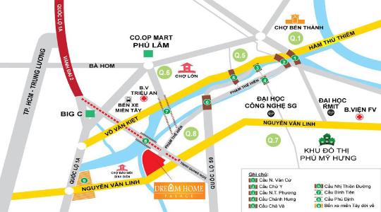 Vị trí Dream Home Palace Quận 8 Căn hộ Dream Home Palace view hướng Nam, phía nội khu hồ bơi.