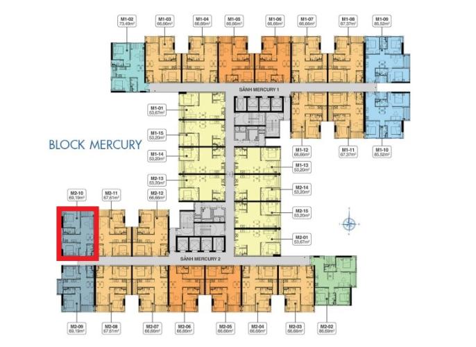 M2.10 Lo1 Bán căn hộ Q7 Saigon Riverside thuộc tầng cao, diện tích 69m2