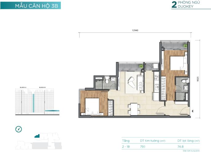 Bán căn hộ D'lusso tầng thấp, block B, diện tích 68.5m2, nội thất cơ bản