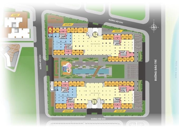 layout tổng quan  shop-house Q7 Saigon Riverside Shop-house Q7 Saigon Riverside cửa hướng Bắc, ban công hướng Tây.