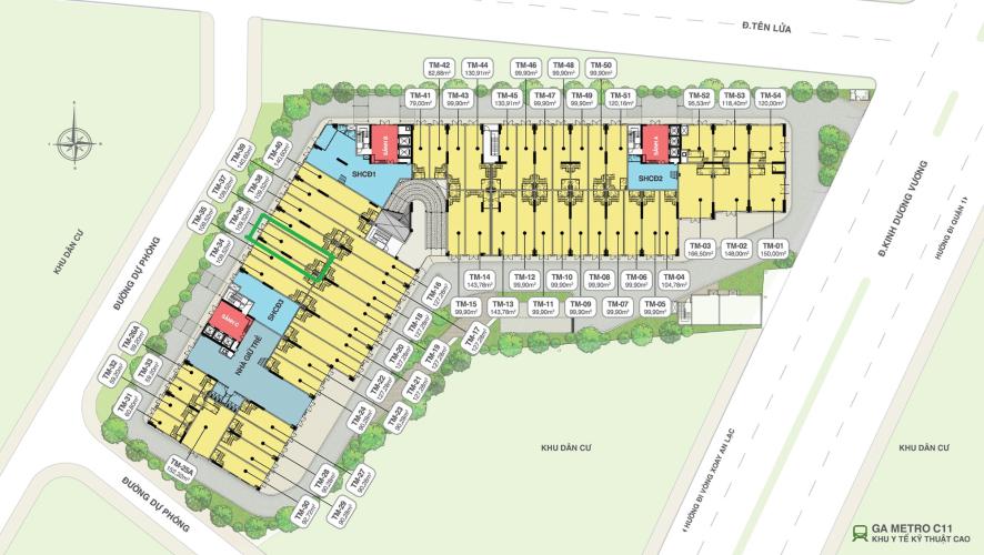 Layout ShopHouse TM36 Shop-house Moonlight Boulevard diện tích tổng 164m2, mặt bằng sáng.