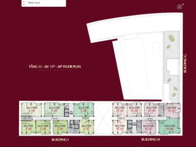 Mặt bằng Phú Mỹ Hưng Midtown Căn hộ Phú Mỹ Hưng Midtown view thành phố thoáng mát, 2 phòng ngủ.