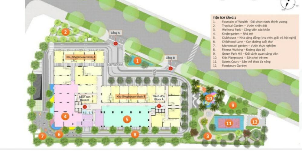 Mặt bằng căn hộ Ricca Bán căn hộ Ricca, diện tích 53.4m2 - 2 phòng ngủ thuộc tầng thấp, block B, ban công hướng Đông, đầy đủ nội thất.