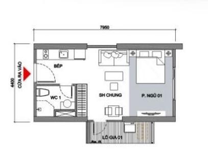 Mặt bằng bố trí Vinhomes Grand Park Quận 9 Căn hộ studio Vinhomes Grand Park view hướng Vành Đai.