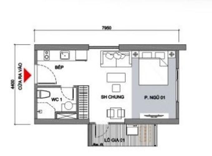 Mặt bằng bố trí Vinhomes Grand Park Quận 9 Căn hộ studio Vinhomes Grand Park view hướng Vành Đai.