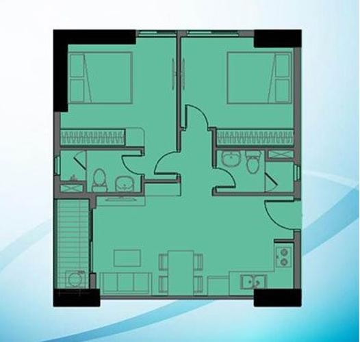 Mặt bằng bố trí Bcons Garden Căn hộ Bcons Garden ban công hướng Đông đón gió.