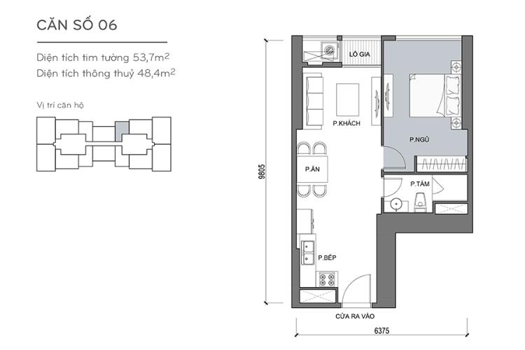 Căn hộ 1 phòng ngủ Officetel Vinhomes Central Park 1 phòng ngủ tầng cao Landmark 5