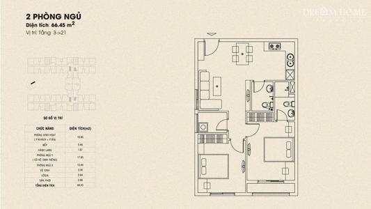 Layout Dream Home Palace Quận 8 Căn hộ Dream Home Palace view hướng Nam, phía nội khu hồ bơi.