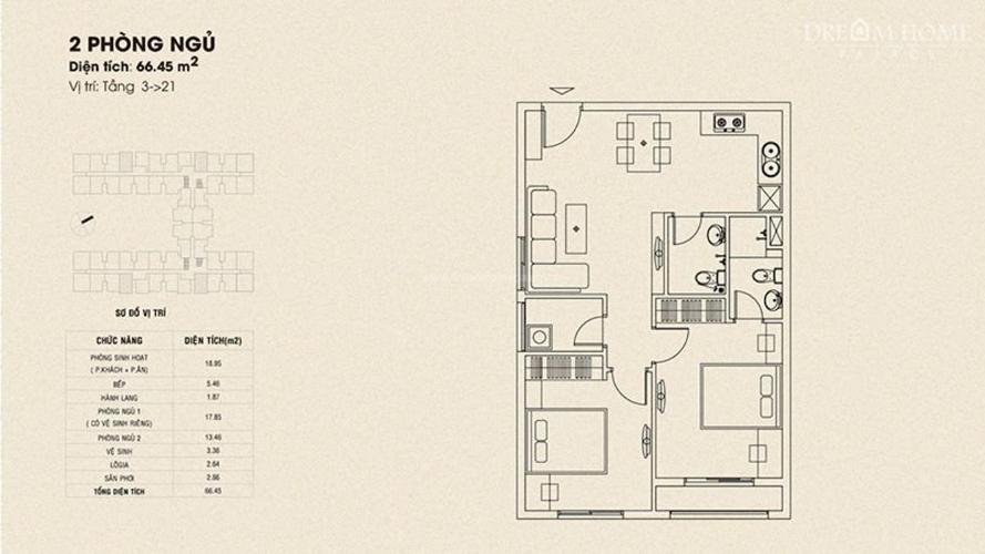 Layout Dream Home Palace Quận 8 Căn hộ Dream Home Palace view hướng Nam, phía nội khu hồ bơi.