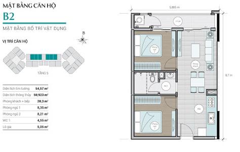 Layout Centum Wealth Quận 9 Căn hộ Centum Wealth cửa chính hướng Nam, nội thất cơ bản.