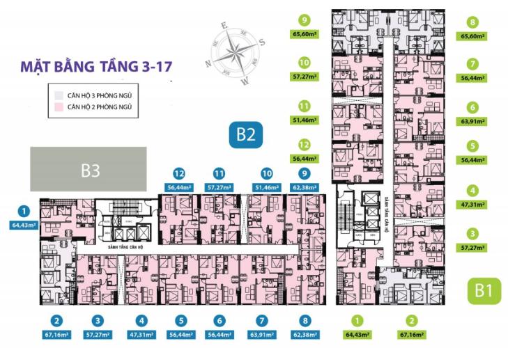 Mặt bằng block B1 Căn hộ Topaz Home 2 tầng thấp, nội thất cơ bản, view thoáng mát.