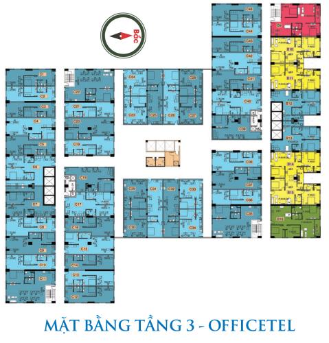 Mặt bằng tầng khu căn hộ HOMYLAND RIVERSIDE Bán officetel Homyland Riverside 1PN, tầng 3, bàn giao hoàn thiện