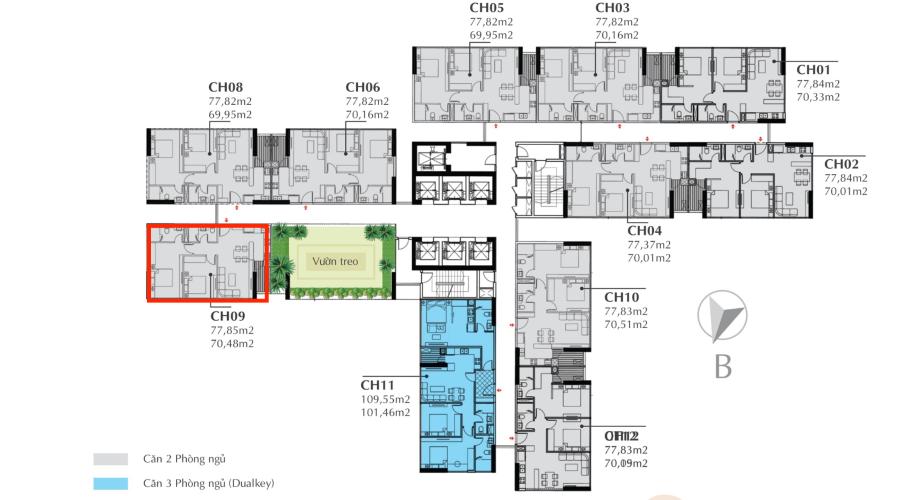Mặt bằng tầng căn hộ  City Saigon Căn hộ Sunshine City Sài Gòn tầng cao, ban công hướng Tây Bắc.