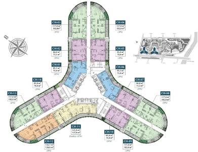 Layout Sunshine Diamond River, Quận 7 Căn hộ Sunshine Diamond River tầng trung, ban công thoáng mát.
