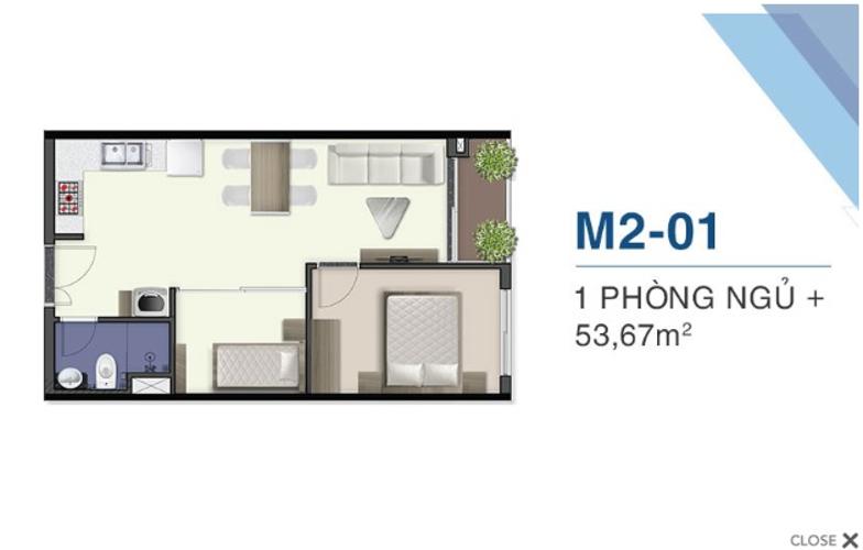 Căn hộ Q7 Saigon Riverside thuộc tầng thấp, diện tích 53.67m2