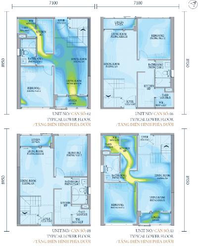 Layout căn hộ Feliz en Vista Căn hộ Feliz En Vista nội thất cao cấp đầy đủ, tầng cao view thành phố