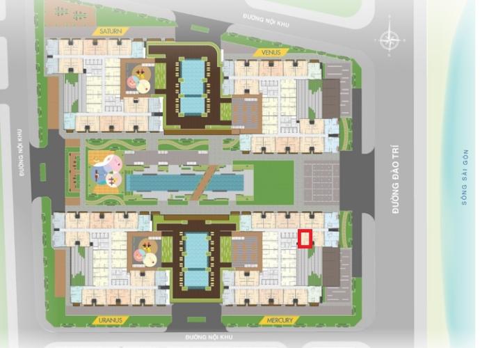 layout tổng quan Q7 Saigon Riverside Căn hộ Q7 Saigon Riverside tầng 24 tháp Mercury, ban công hướng Nam