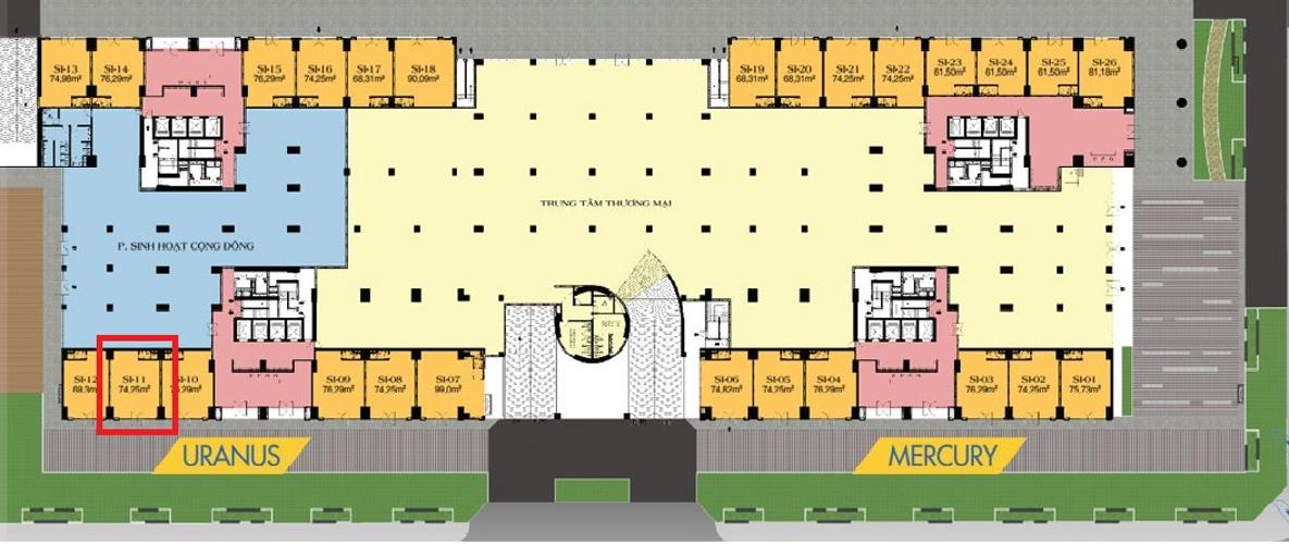 Layout  shop-house Q7 Saigon Riverside Shop-house Q7 Saigon Riverside hướng Nam, view đường phố nội khu.