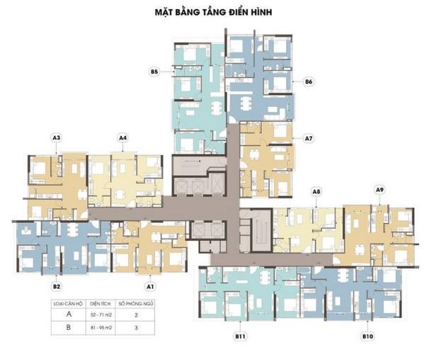 Layout Eco Green Saigon Căn hộ tầng cao Eco Green Saigon 3 phòng ngủ.