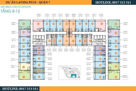 Bản vẽ dự án Lavida Plus Bán Office-tel tầng trung tại Lavida Plus Quận 7, diện tích 37.27m2, kết cấu 1 phòng ngủ, thiết kế hiện đại, không kèm nội thất.