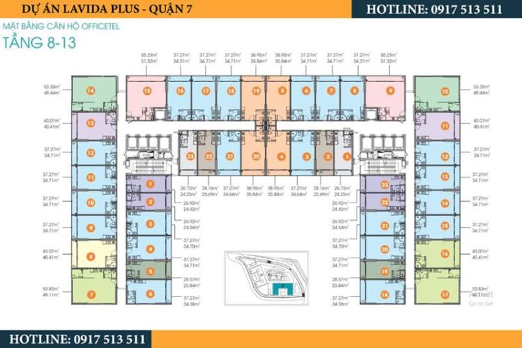 Bản vẽ dự án Lavida Plus Bán Office-tel tầng trung tại Lavida Plus Quận 7, diện tích 37.27m2, kết cấu 1 phòng ngủ, thiết kế hiện đại, không kèm nội thất.