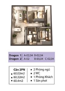 Phối cảnh căn hộ Topaz Elite Căn hộ Topaz Elite 2 phòng ngủ tầng 18, hướng Tây Bắc.