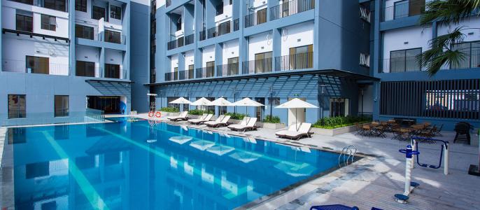 Tiện ích M-One Nam Sài Gòn, Quận 7 Căn hộ M-One Nam Sài Gòn tầng trung, view thành phố sầm uất.