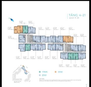 Mặt bằng tầng điển hình dự án căn hộ Safira Khang Điền Bán căn hộ Safira Khang Điền 1 phòng ngủ, tầng 17, diện tích 50m2, nội thất cơ bản