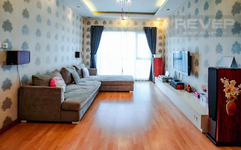 Phòng Khách Căn hộ Chung cư Phú Mỹ tầng cao, 3PN, nội thất đầy đủ, view hồ bơi