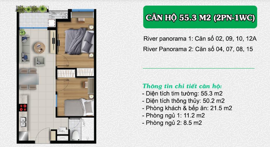 layout căn hộ River Panorama Bán căn hộ tầng cao River Panorama, view thành phố thoáng mát.