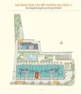 Layout tầng 1 Shophouse  ParkView Shophouse Moonlight Park View nội thất cơ bản, view hồ bơi.