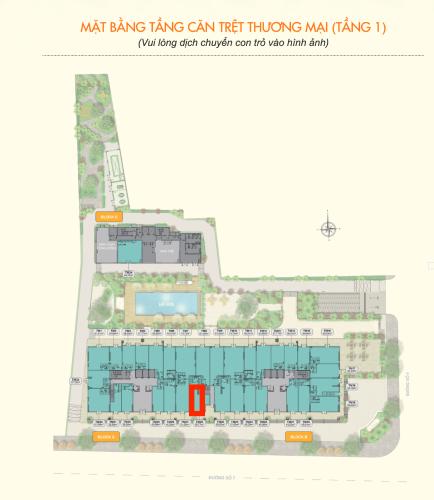 Layout tầng 1 Shophouse  ParkView Shophouse Moonlight Park View nội thất cơ bản, view hồ bơi.