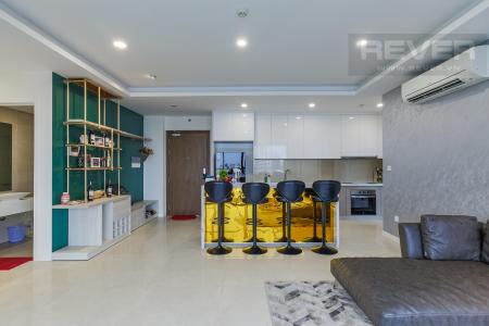 Phòng Khách Cho thuê căn hộ Masteri Millennium 3PN, diện tích 107m2, đầy đủ nội thất, view Bitexco