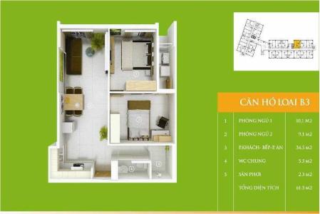 Layout  căn hộ Thủ Thiêm Star Căn hộ Thủ Thiêm Star 2 phòng ngủ, dọn vào ở ngay.