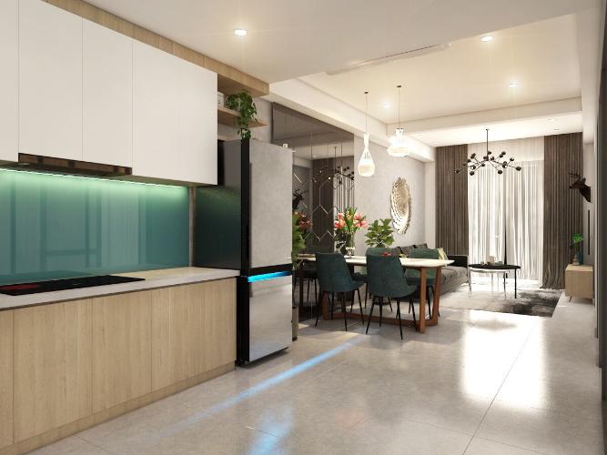 Phòng khách liên thông bếp căn hộ SAIGON SOUTH RESIDENCE Cho thuê căn hộ Saigon South Residence 2PN, diện tích 72m2, đầy đủ nội thất