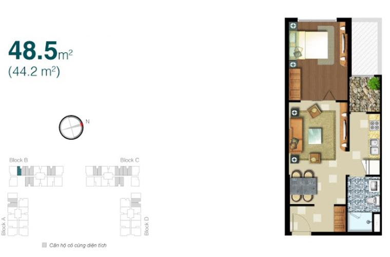 Căn hộ 1 phòng ngủ Căn hộ Lexington 1 phòng ngủ tầng trung LB đầy đủ nội thất