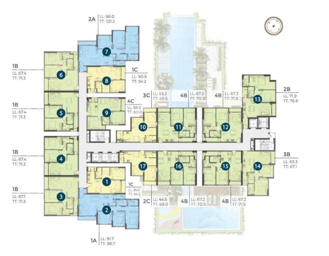 Layout Precia, Quận 2 Căn hộ Precia hướng Đông Nam, nội thất cơ bản.