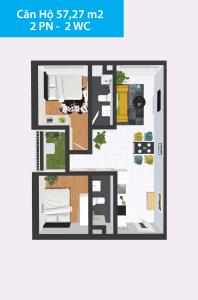 Layout Topaz Home 2, Quận 9 Căn hộ Topaz Home 2 tầng trung, nội thất cơ bản.