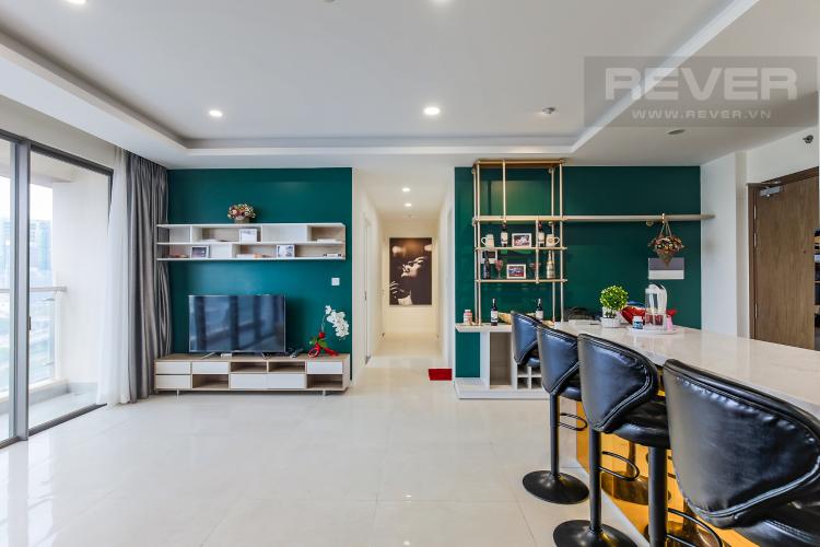 Phòng Khách Cho thuê căn hộ Masteri Millennium 3PN, diện tích 107m2, đầy đủ nội thất, view Bitexco