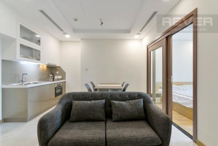 Phòng Khách Cho thuê căn hộ Vinhomes Central Park 1PN, tầng thấp, tháp Landmark 81, đầy đủ nội thất