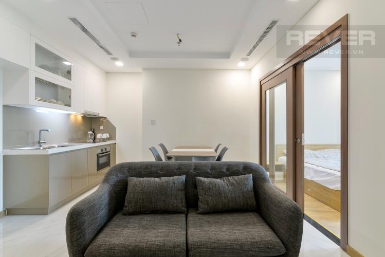 Phòng Khách Cho thuê căn hộ Vinhomes Central Park 1PN, tầng thấp, tháp Landmark 81, đầy đủ nội thất