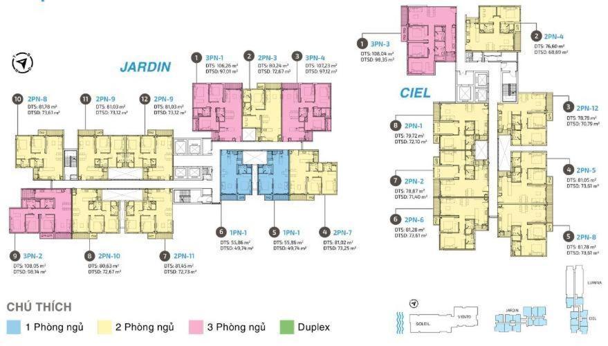  Căn hộ One Verandah thuộc tầng trung, diện tích thông thuỷ 78m