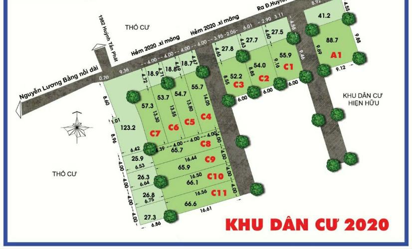 Đất nền Nhà Bè Bán đất 55.7m2 hẻm Huỳnh Tấn Phát, KP7, Thị trấn Nhà Bè, huyện Nhà Bè. Lô đất có sổ hồng chính chủ