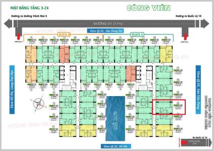 Layout Bcons Green View Căn hộ Bcons Green View tầng trung, hướng Tây Bắc.