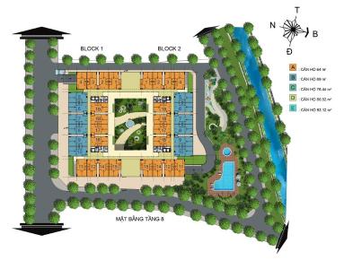 Layout Dream Home Palace Quận 8 Căn hộ Dream Home Palace view hướng Nam, phía nội khu hồ bơi.